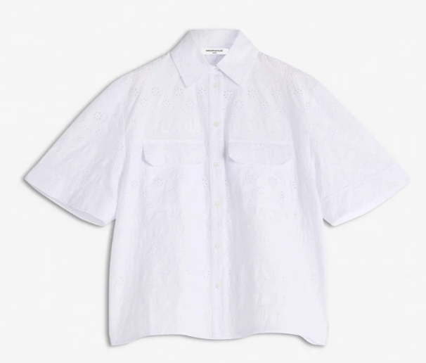 BRODERIE ANGLAISE BOXY SHORT SLEEVE SHIRT