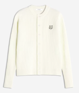 FOX HEAD WOOL RIBBED CARDIGAN