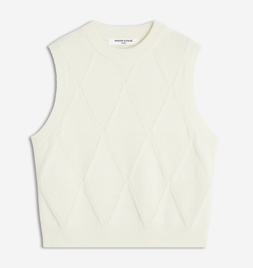 TEXTURED WOOL ARGYLE VEST