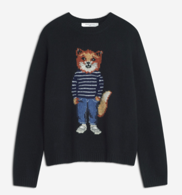 DRESSED FOX INTARSIA WOOL JUMPER