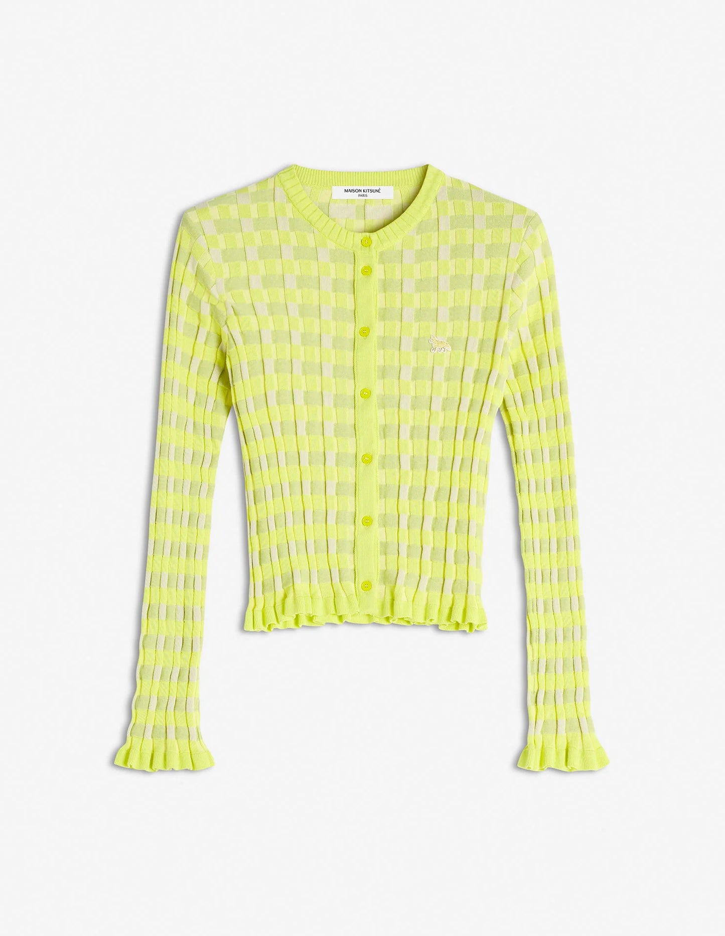 CHECKED RIBBED CARDIGAN