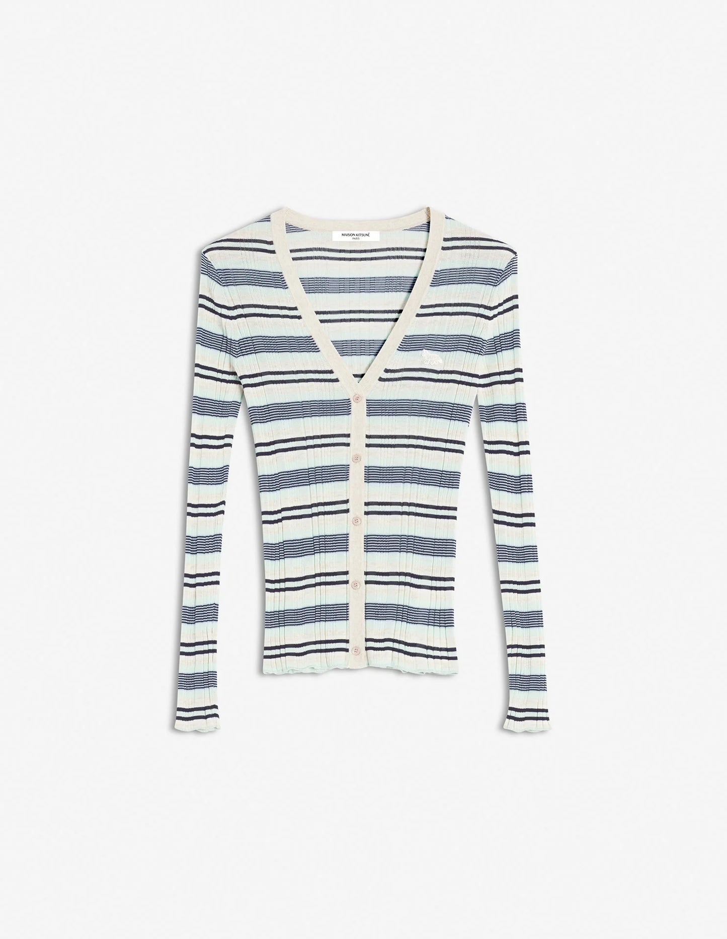 FINE RIB STRIPED CARDIGAN