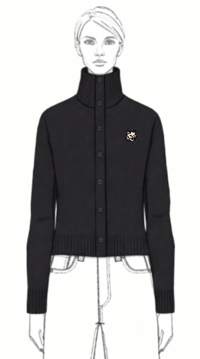 FOX HEAD MERINO HIGH NECK CARDIGAN