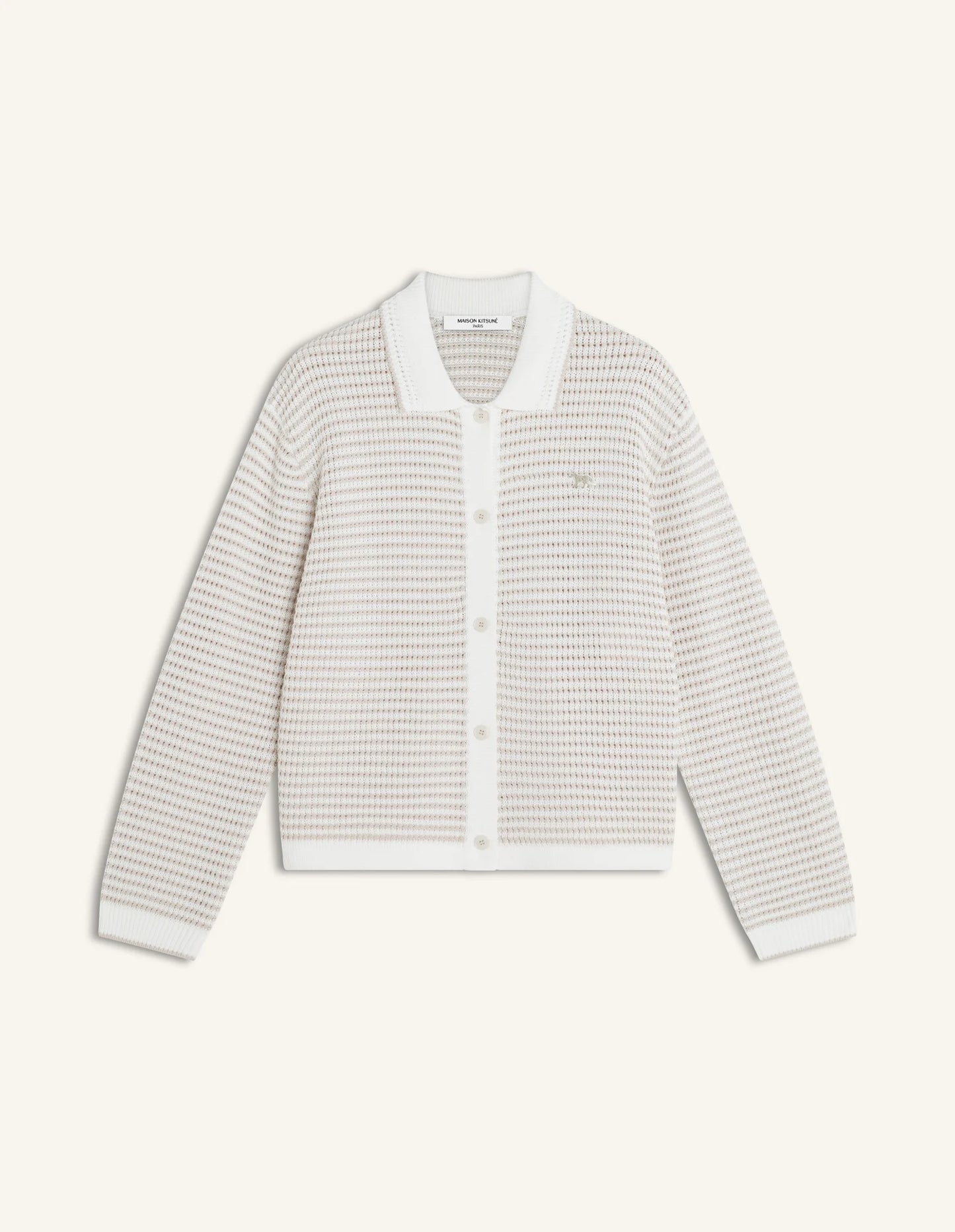 LACE KNIT STRIPED CARDIGAN