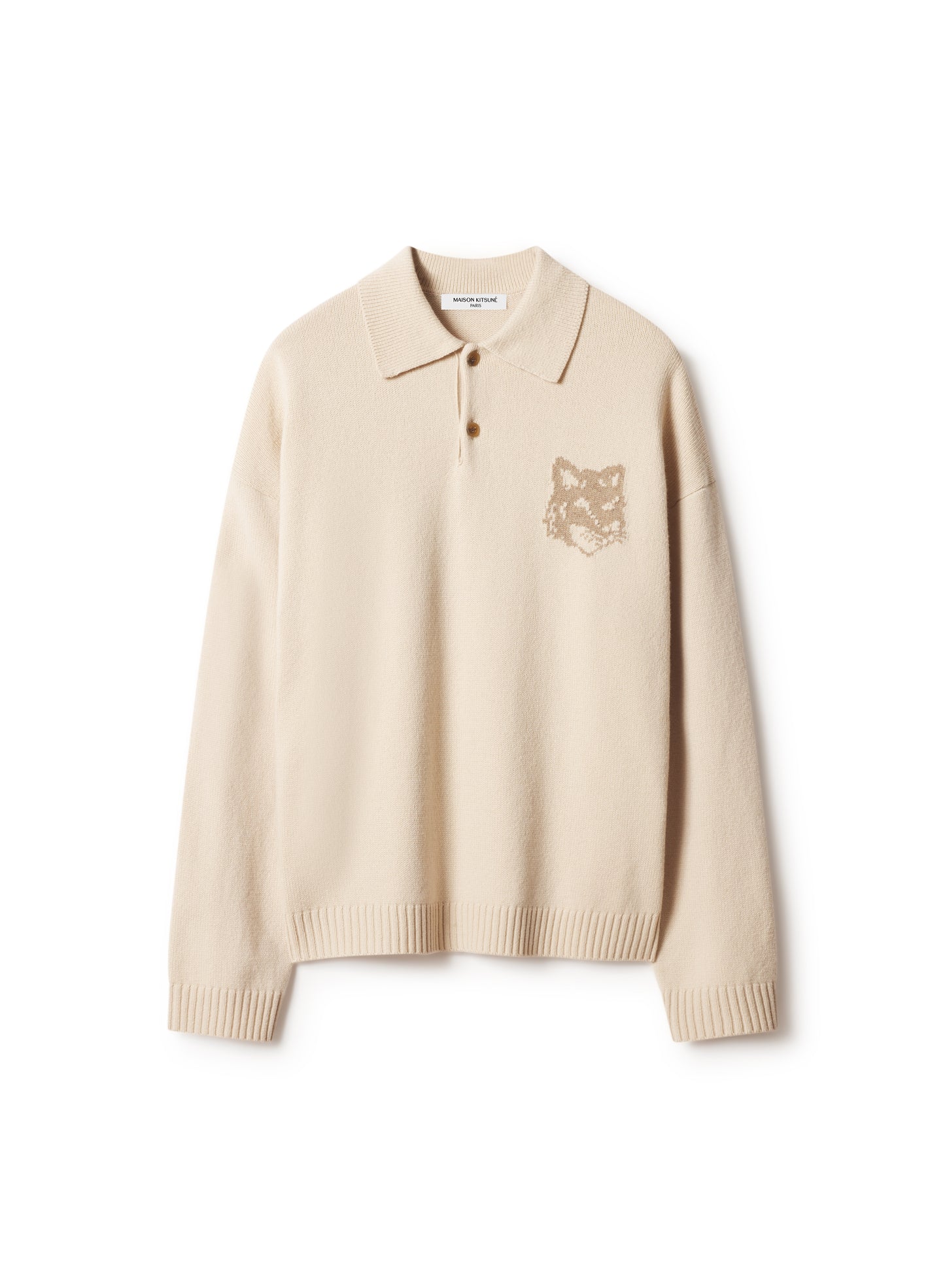 FOX HEAD INTARSIA MERINO POLO JUMPER