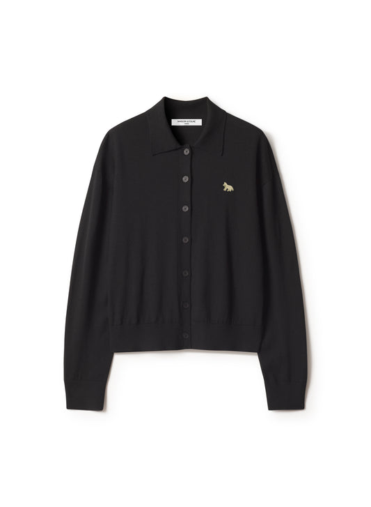 PROFILE FOX MERINO RELAXED POLO CARDIGAN