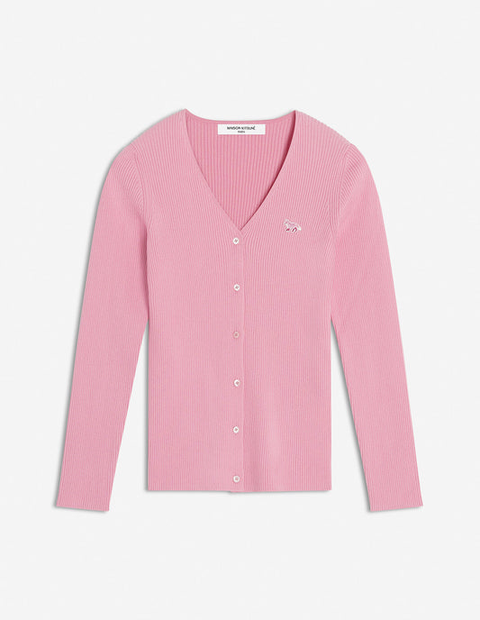 BABY FOX PATCH FINE RIBBED CARDIGAN
