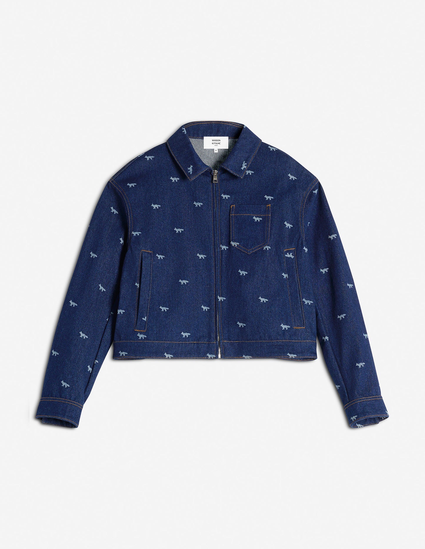 ZIPPED CROPPED DENIM JACKET