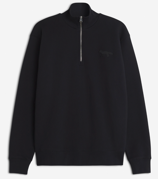 FESTIVE PROFILE FOX PATCH HALF ZIP SWEATSHIRT BLACK