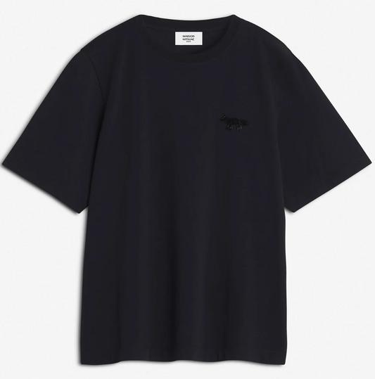 FESTIVE PROFILE FOX PEARLED PATCH COMFORT TEE-SHIRT BLACK
