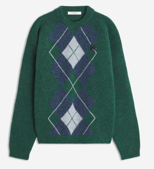 BOLD FOX HEAD PATCH ARGYLE  COMFORT JUMPER