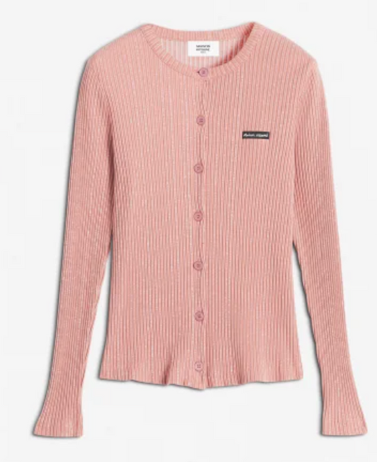 MAISON KITSUNE HANDWRITING LABEL RIBBED CARDIGAN