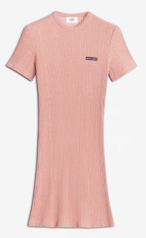 MAISON KITSUNE HANDWRITING LABEL RIBBED POLO DRESS
