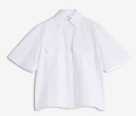 BRODERIE ANGLAISE BOXY SHORT SLEEVE SHIRT