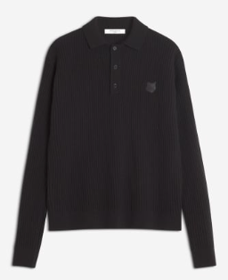 FOX HEAD WOOL RIBBED POLO JUMPER