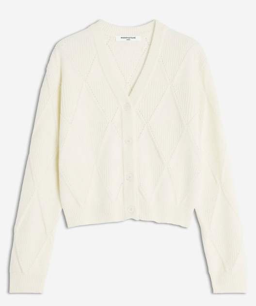 TEXTURED WOOL ARGYLE CARDIGAN