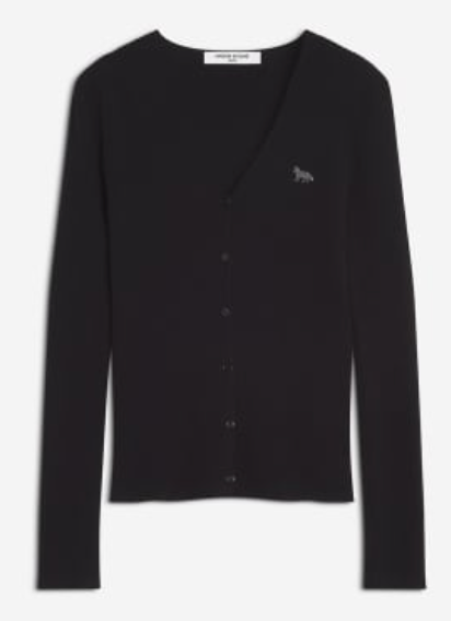 BABY FOX FINE RIB WOOL CARDIGAN