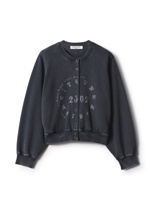 CIRCLE STAMP FADED FLEECE CARDIGAN