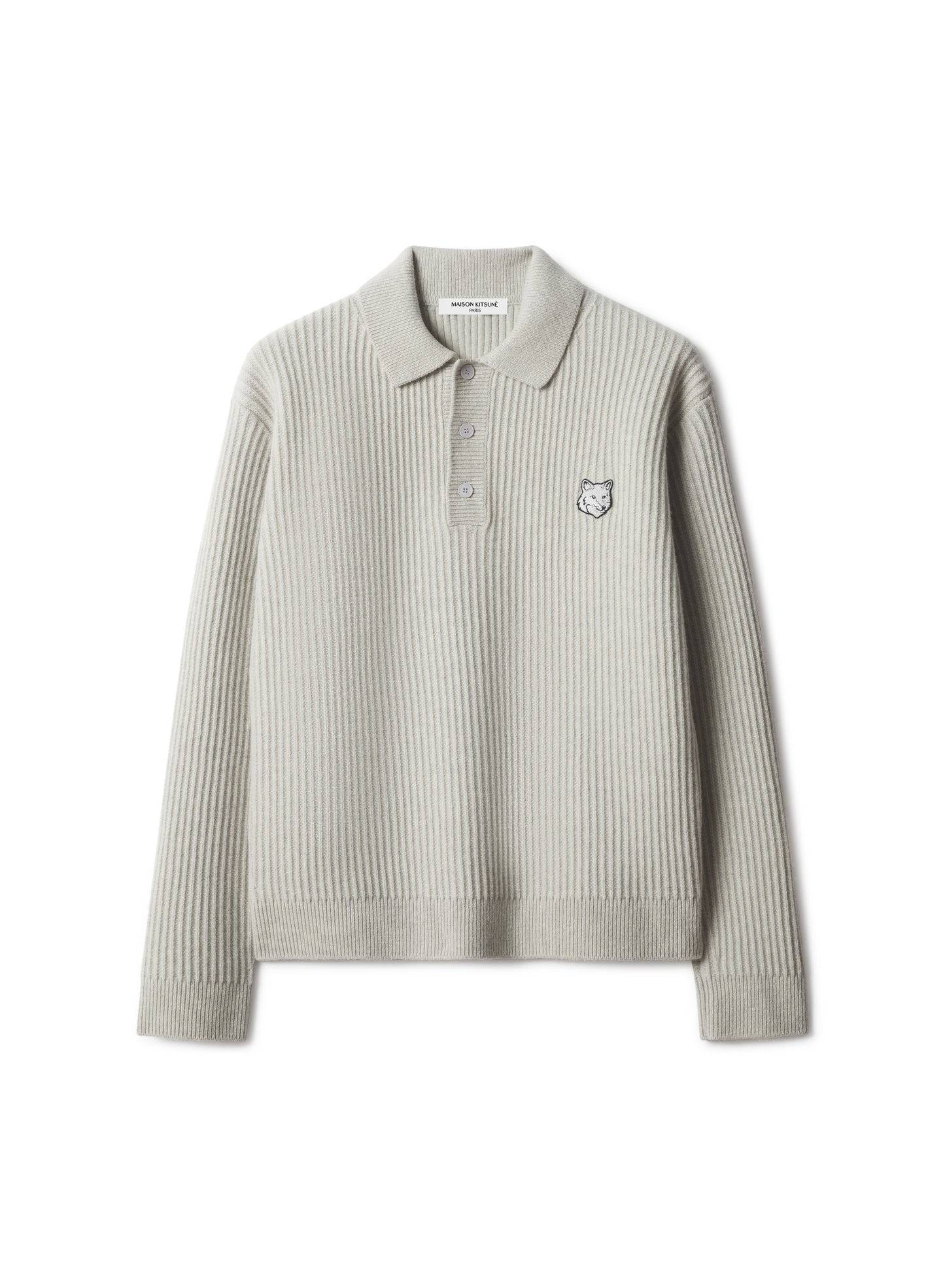 FOX HEAD WOOL RIBBED POLO JUMPER