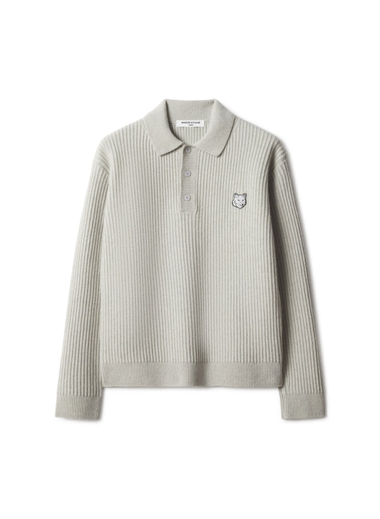 FOX HEAD WOOL RIBBED POLO JUMPER