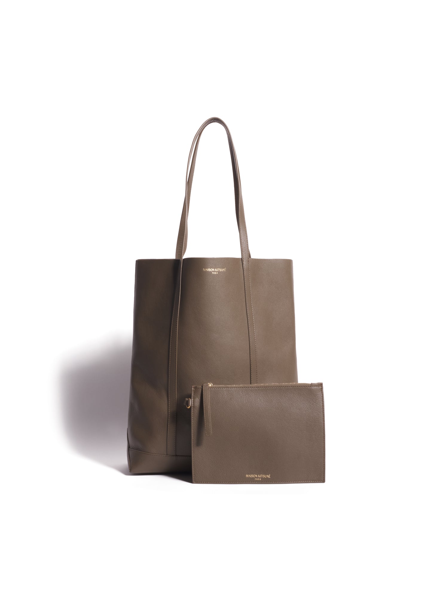 MAISON KITSUNÉ PARIS LEATHER TOTE