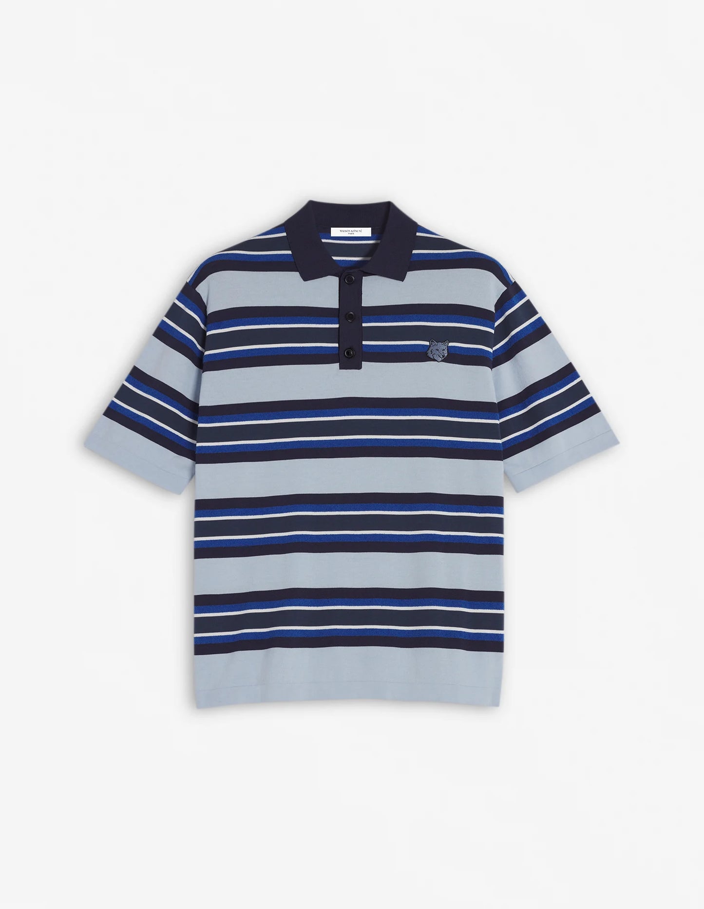 BOLD FOX HEAD PATCH FINE GAUGE STRIPED POLO