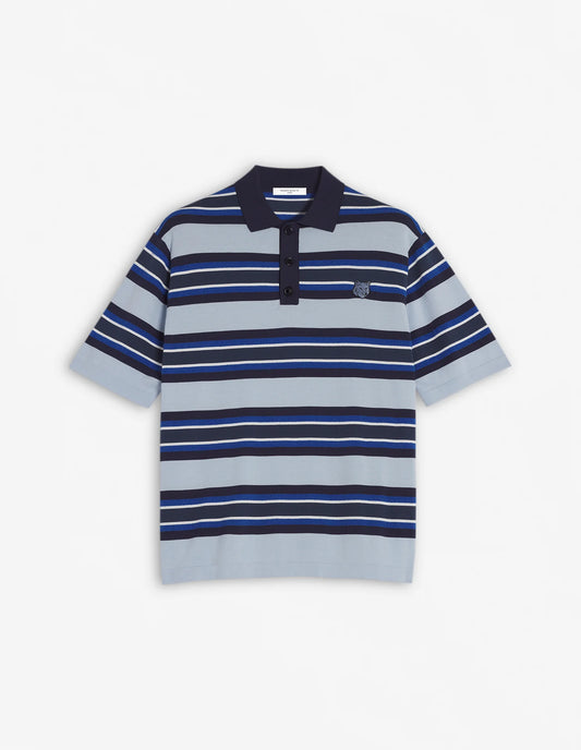 BOLD FOX HEAD PATCH FINE GAUGE STRIPED POLO
