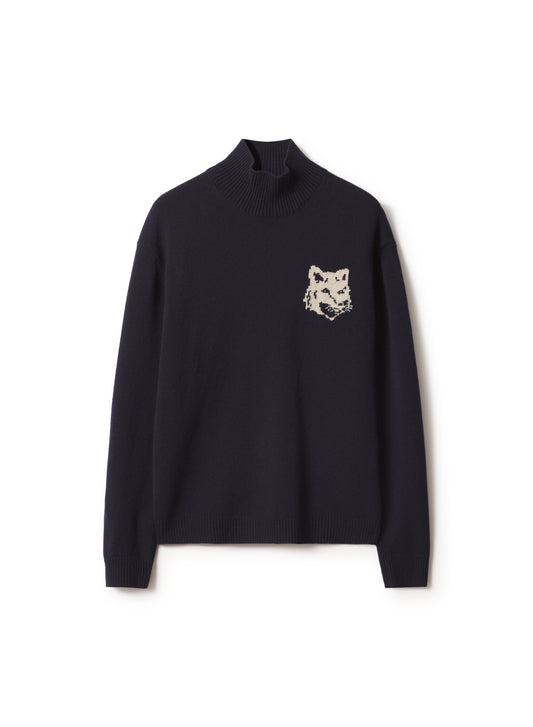 FOX HEAD INTARSIA MERINO HIGH NECK JUMPER