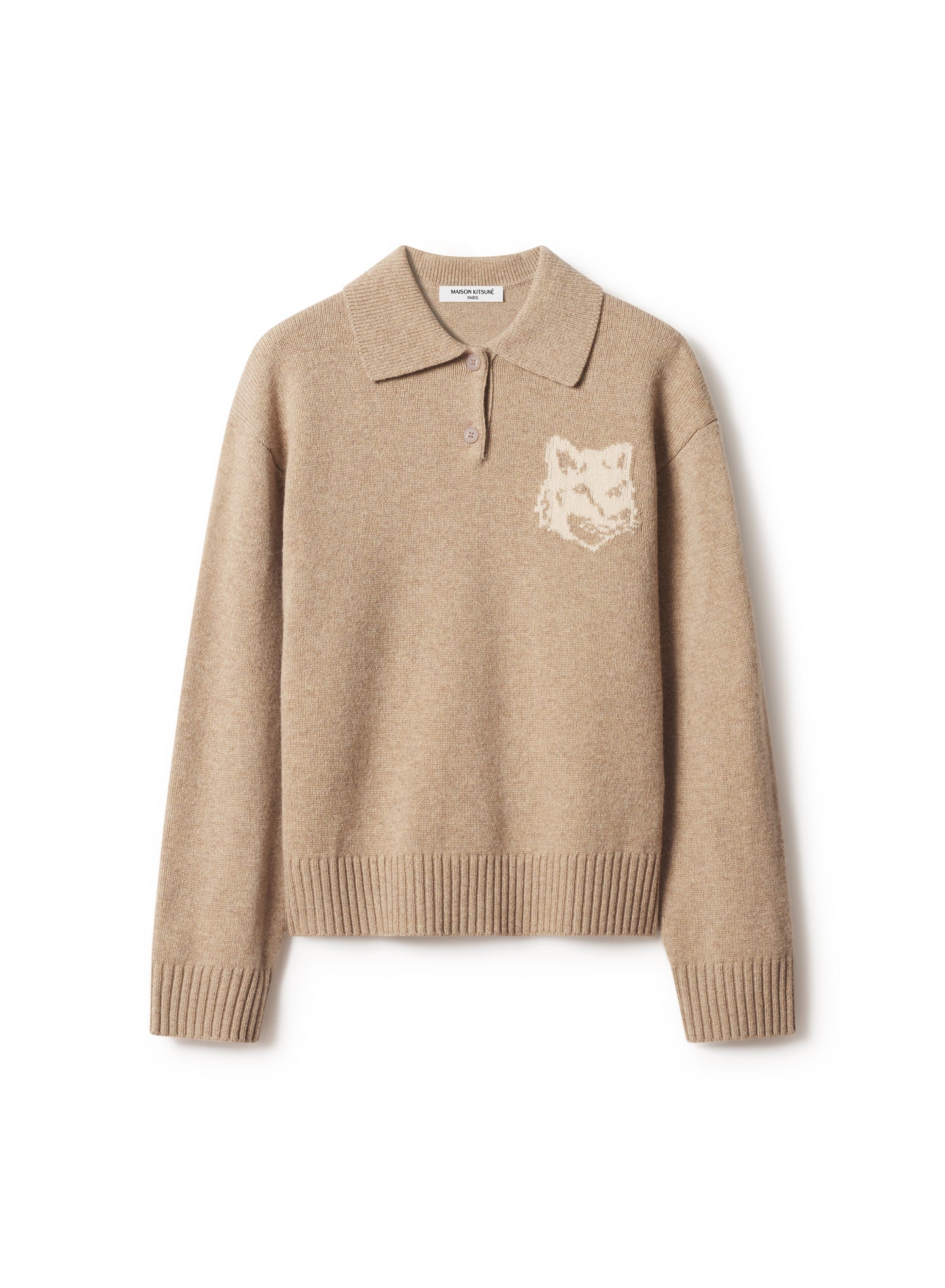 FOX HEAD INTARSIA MERINO POLO JUMPER