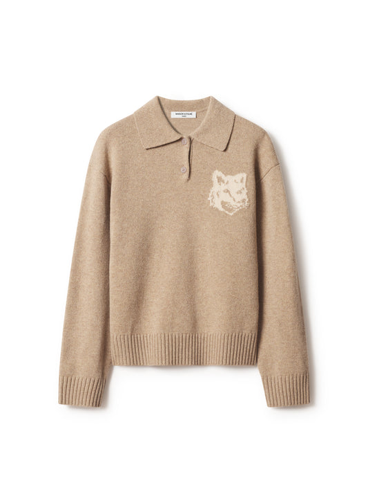 FOX HEAD INTARSIA MERINO POLO JUMPER