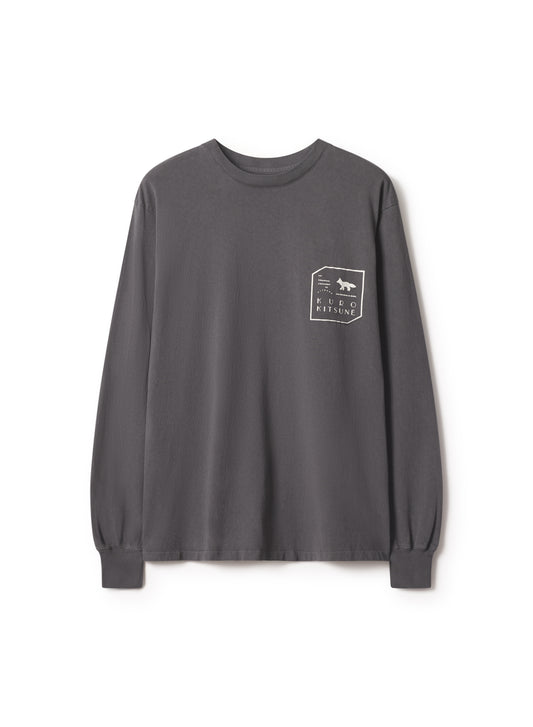 MAISON KITSUNÉ X KURO FADED BLACK LONG SLEEVE TEE