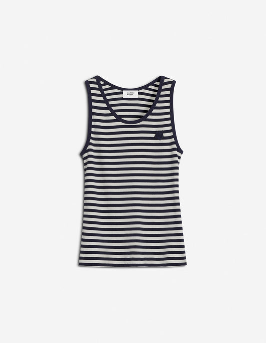 BOLD FOX HEAD PATCH MULTI STRIPES RIBBED TANK TOP