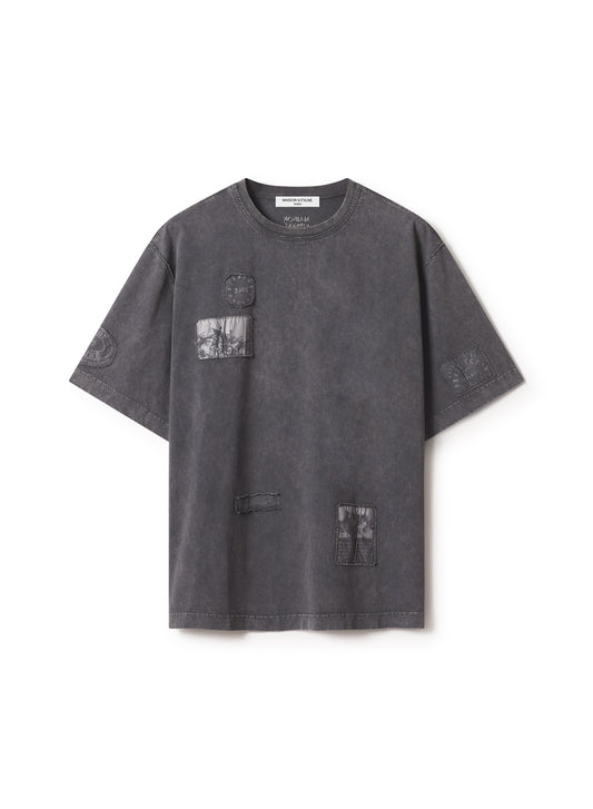 SHADOW PRINT FADED OVERSIZE TEE-SHIRT