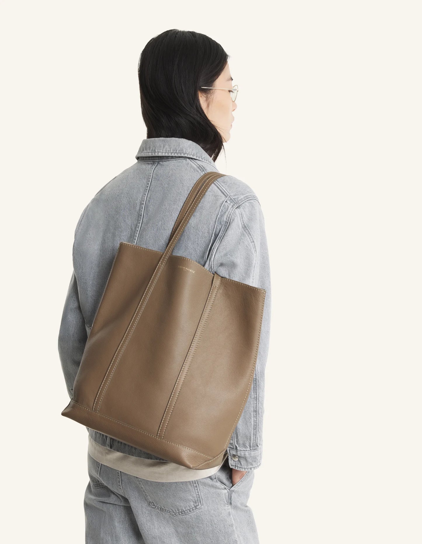 MAISON KITSUNE PARIS LEATHER TOTE