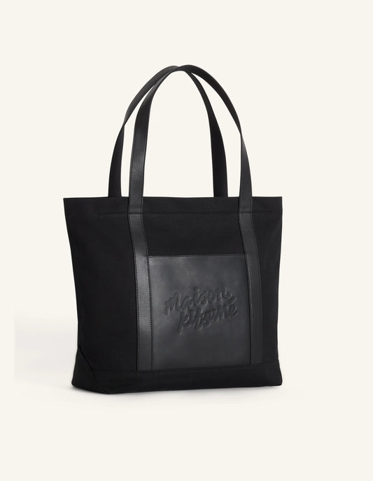 CANVAS AND LEATHER LARGE TOTE