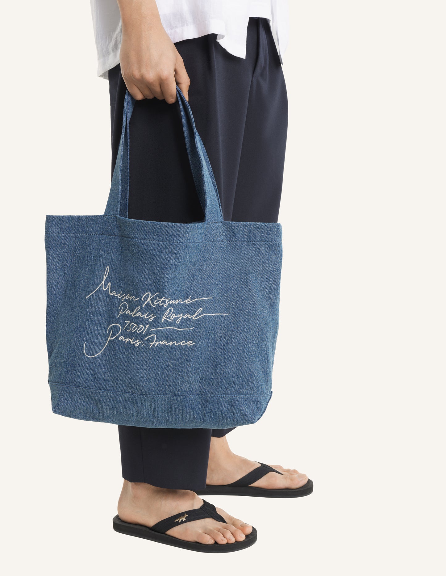 POETIC SCRIPT DENIM TOTE