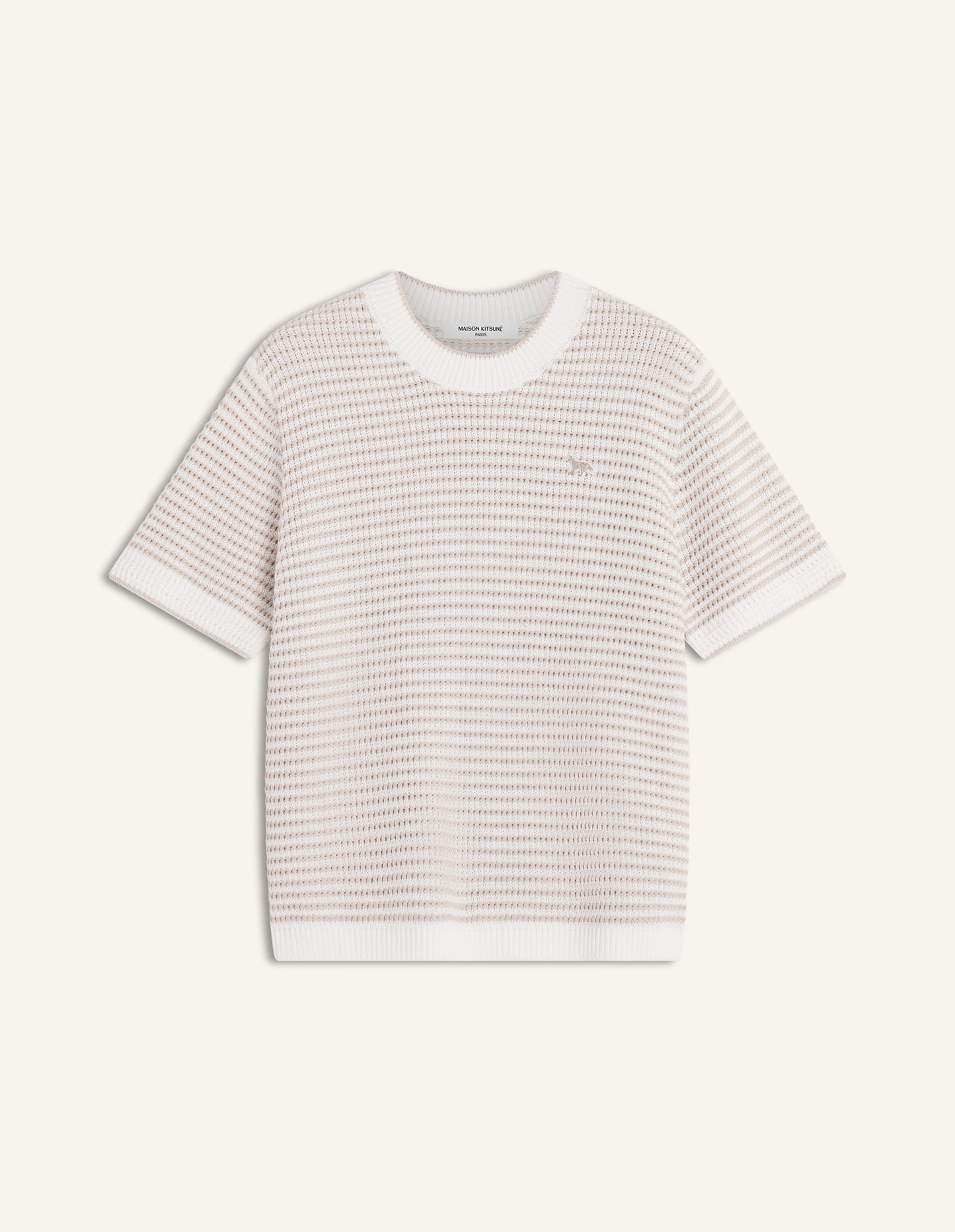 LACE KNIT STRIPED SHORT SLEEVE JUMPER