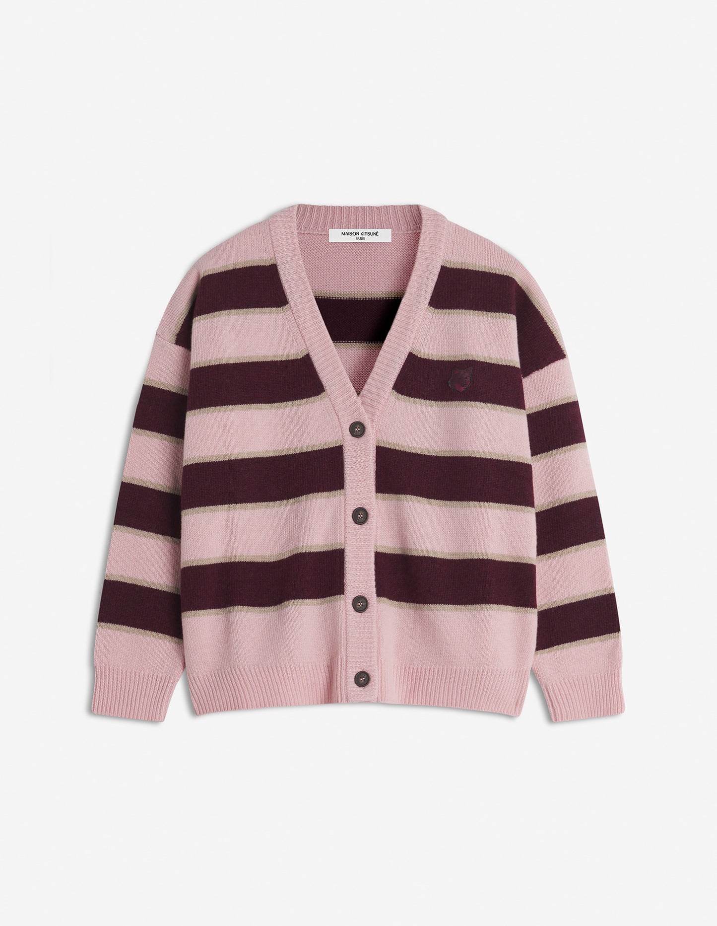 BOLD FOX HEAD PATCH STRIPED CARDIGAN