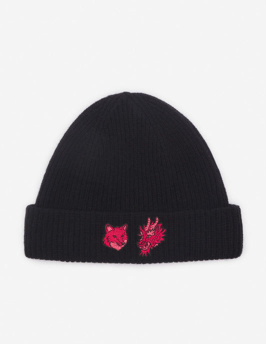 DOUBLE PATCH FOX & DRAGON BEANIE