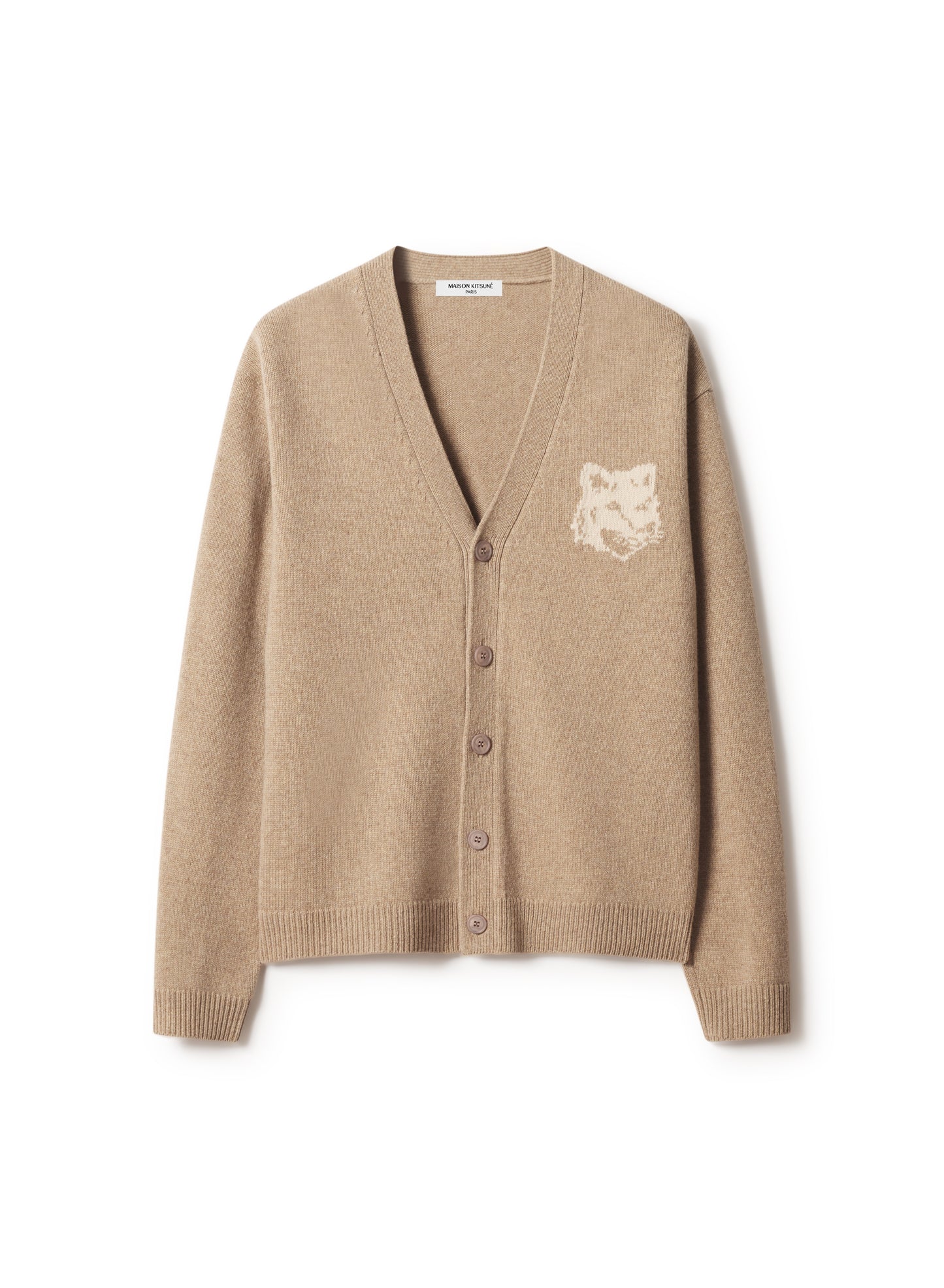 FOX HEAD INTARSIA MERINO CARDIGAN