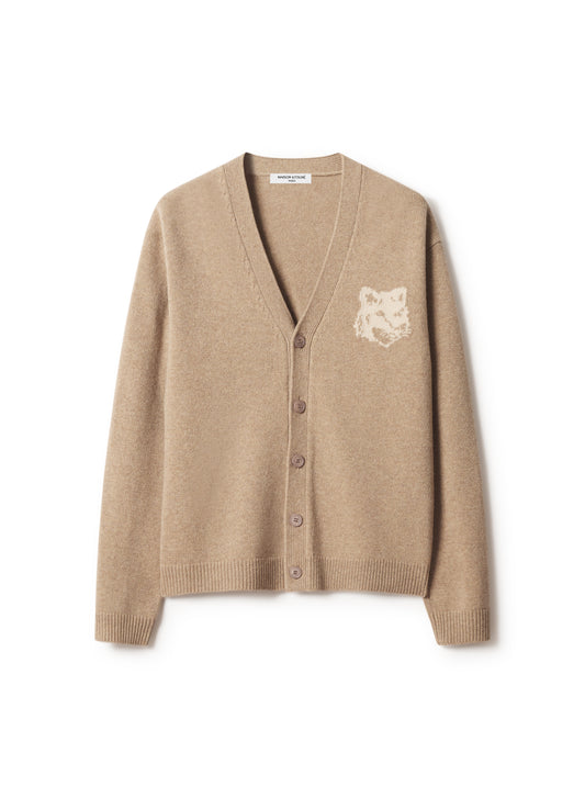 FOX HEAD INTARSIA MERINO CARDIGAN